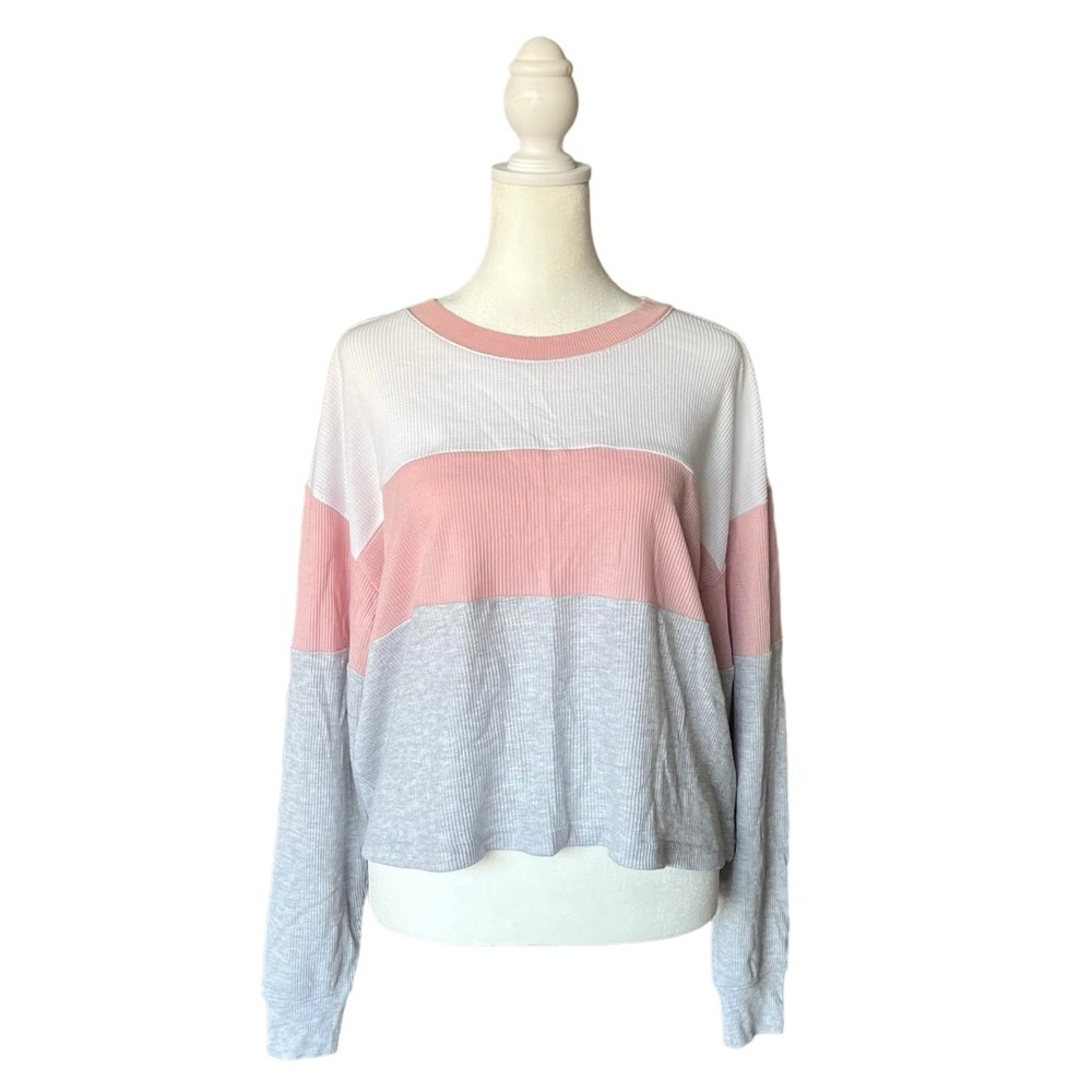 Loose Pink White and Gray Sweater Size S/M